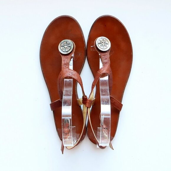 Isabella Fiore Brown Italian Leather Thong Sandals Flat Summer Shoes Size 8.5 - Picture 4 of 15